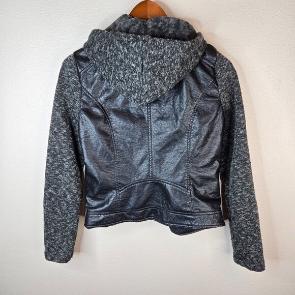 J2 Bomber Jacket w/ Hoodie in Soft Faux Leather Size M - Picture 2 of 14